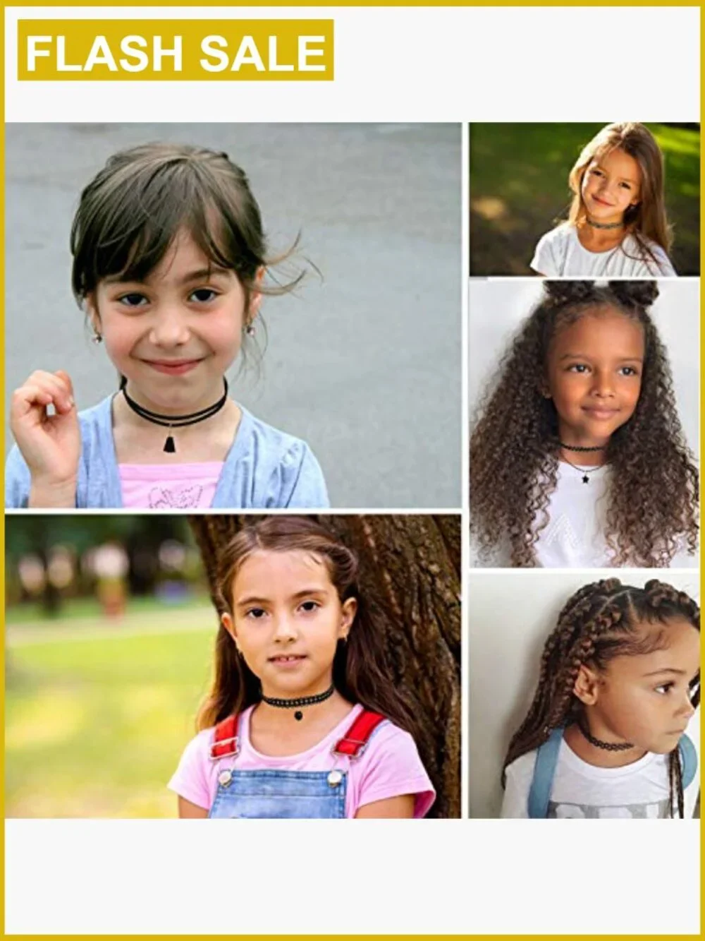 8-Piece Kids Choker Necklace Set - Velvet, Lace, Gothic Styles